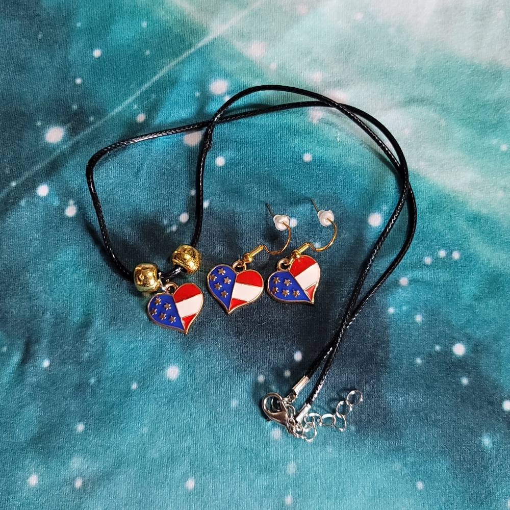 PATRIOTIC HEART JEWELRY SET